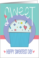 Hand Lettered Sweet Sweetest Day Cupcake with Heart and Sprinkles card