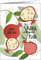 Hand Lettered New Year Shana Tova Rosh Hashana Pomegranates card