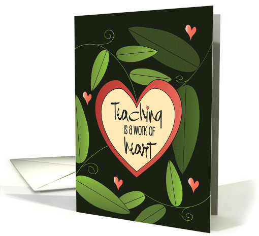 Hand Lettered Apple Teacher Thank You Teaching is a Work of Heart card
