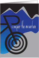 Hand Lettered Conquer the Mountain Good Luck Mountain Biker with Bike card
