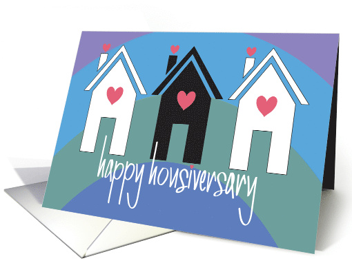 Hand Lettered Housiversary from Realtor with Three Houses... (1779434)