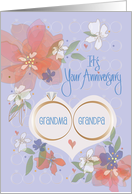 Hand Lettered Anniversary for Grandma and Grandpa Flowers and Rings card