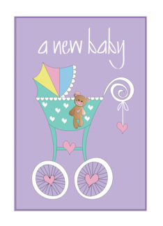 Hand Lettered First Born Child Congratulations Teal Rainbow Stroller
