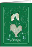 Hand Lettered 20th Wedding Anniversary For Spouse Toasting Glasses card