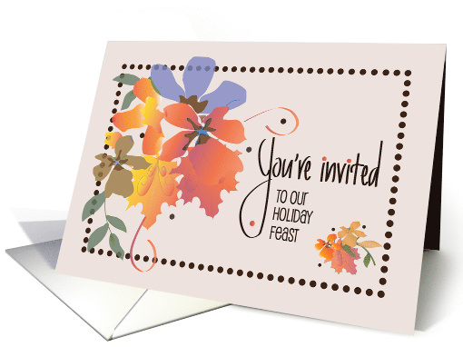 Hand Lettered Floral Invitation Thanksgiving Dinner Feast... (1783406)