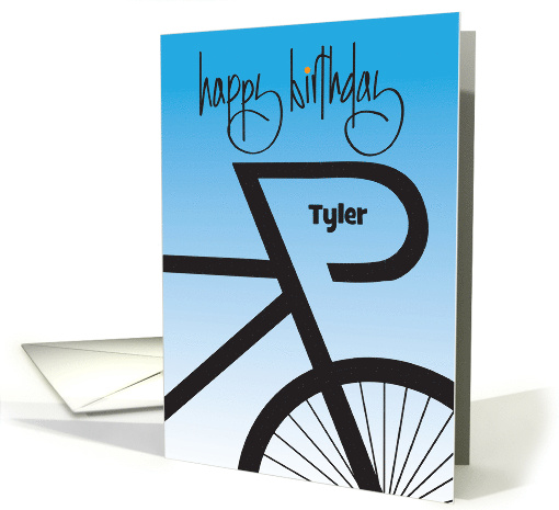 Hand Lettered Birthday Abstract Bicycle with Custom Name card