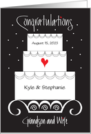 Hand Lettered Wedding Grandson and Wife with Custom Names and Date card