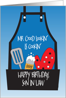 Birthday for Son in Law Who Loves to Cook Apron with Cooking Utensils card