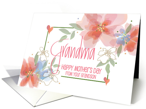Hand Lettered Floral Mother's Day to Grandma from Grandson card