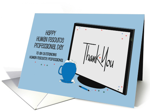 Hand Lettered HR Human Resource Professional Day Monitor and Cup card