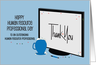 Hand Lettered HR Human Resource Professional Day Monitor and Cup card