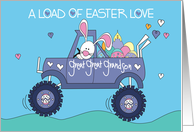 Easter Truck with Bunny and Eggs for Great Great Grandson with Hearts card
