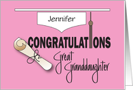 Hand Lettered High School Graduation Great Granddaughter Custom Name card