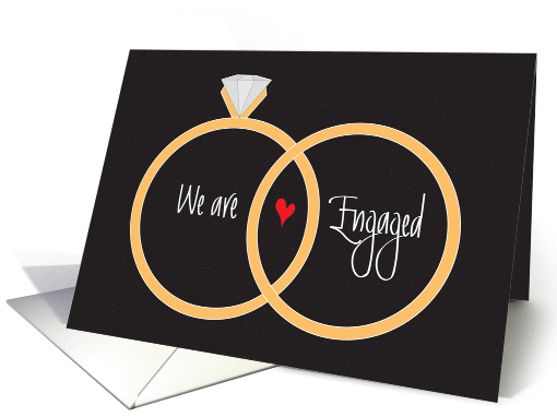 Hand Lettered Announcement We Are Engaged With Overlapping Rings card