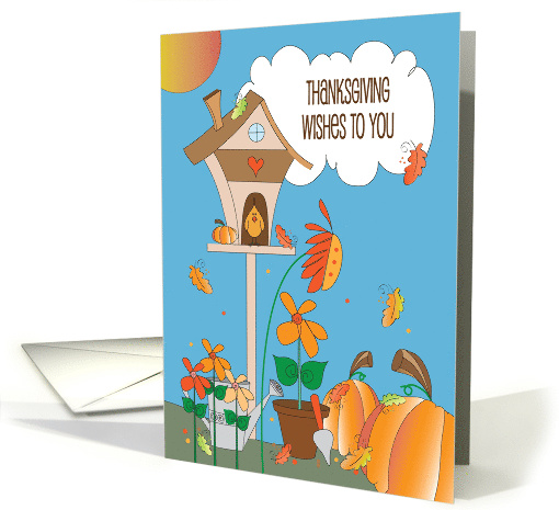 Hand Lettered Thanksgiving Birdhouse with Pumpkins and... (1841212)
