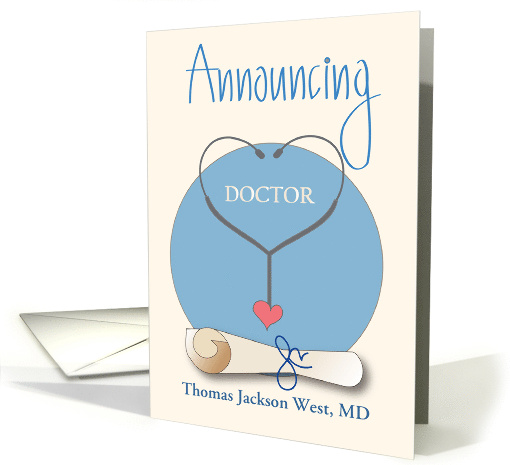Hand Lettered Graduation Announcement for Doctor with Custom Name card