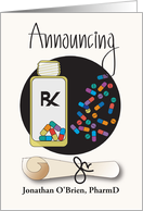 Graduation Announcement for Pharmacist with Diploma and Custom Name card