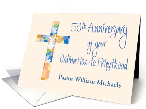 Fiftieth Anniversary of Ordination to Priesthood with Custom Name card