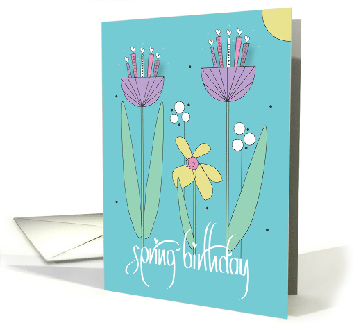 Hand Lettered Spring Birthday with Tall and Thin Flowers... (1848510)