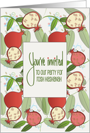 Hand Lettered Rosh Hashanah Invitation with Repeating Pomegranates card