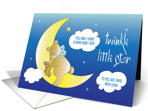New Baby Boy From Mom to Dad with Bear on Moon Twinkle... (1854306)