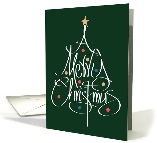 Hand Lettered Merry Christmas Calligraphy Tree with... (1854320)