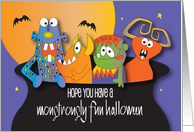 Hand Lettered Monstrously Fun Halloween Four Monsters in Cauldron card