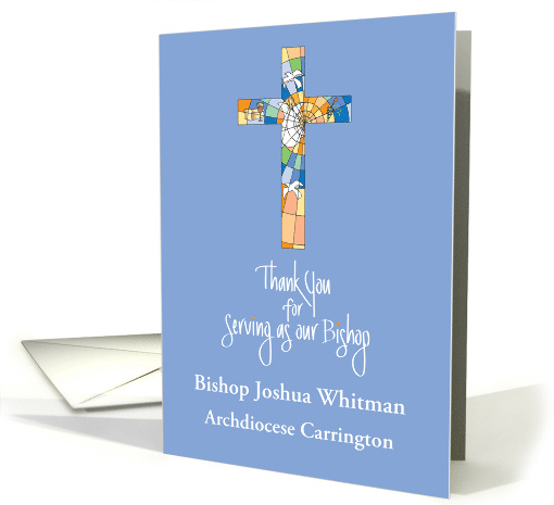 Hand Lettered Thank You for Serving as Bishop with Custom Name card