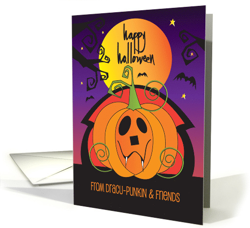 Hand Lettered Halloween Dracula Pumpkin Dracu-Punkin and Friends card