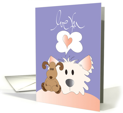 Hand Lettered Love You with Fluffy Dog and Stuffed Toy... (1858974)