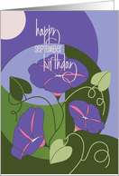 Hand Lettered September Birthday Birth Month Specific Morning Glories card