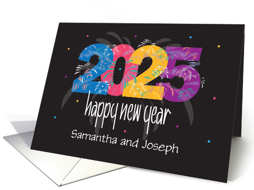 Hand Lettered 2025 New Year's with Exploding Fireworks... (1860040)
