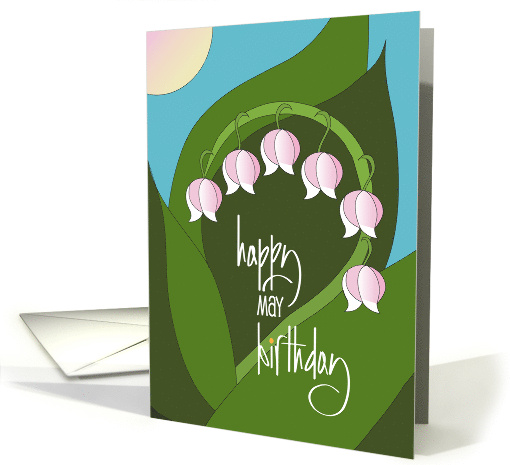 Hand Lettered Birth Month Flower Pink Lily of the Valley for May card