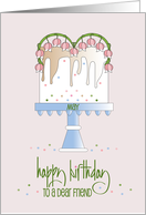 Hand Lettered May Birthday for Friend with Lily of the Valley Cake card