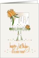 Hand Lettered Birthday Friend October Monthly Cake Calendula Flowers card