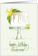 Hand Lettered Birthday for Friend March Monthly Cake Daffodil Flowers card