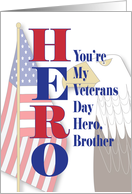 Veterans Day for Brother with American Flag and Eagle You’re My Hero card