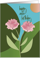 Hand Lettered January Carnation Flower Monthly Birthday Two Carnations card