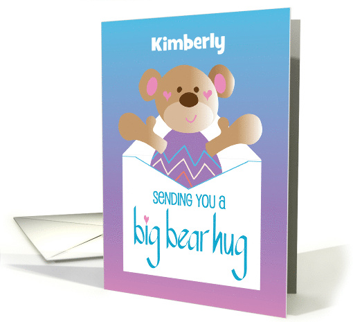 Hand Lettered Sending You a Big Bear Hug Bear with Custom Name card