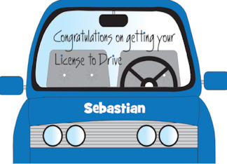 Congratulations Getting Your License to Drive Car with Custom Name