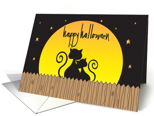 Hand Lettered 1st Halloween for Newlyweds with Black Cats... (1862150)