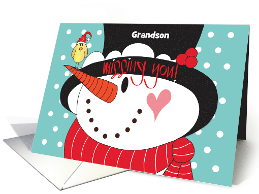 Hand Lettered Missing You Snowman in Top Hat with Custom... (1863688)