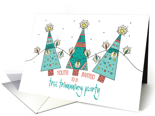 Hand Lettered Tree Trimming Party Invitation Tree Trio... (1864144)