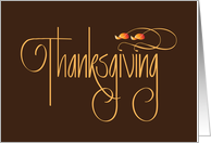 Hand Lettered Thanksgiving Calligraphy with Flowing Fall Leaves card