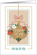 Hand Lettered Season of Joy Floral Christmas Ornament For All of You card