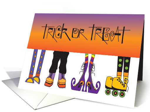 Hand Lettered Halloween Frank and Friends Legs Trick or Treating card