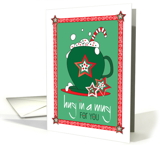 Hand Lettered Christmas Hug in a Mug Foaming Cup with Candy Cane card