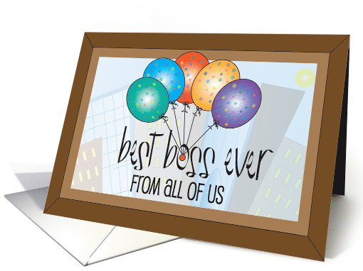 Hand Lettered Boss's Day Best Boss Ever Window Balloons... (1865928)