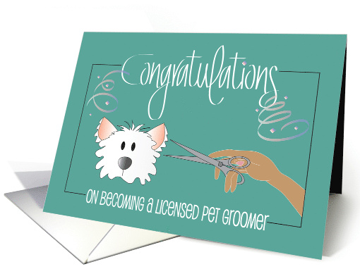 Hand Lettered Congratulations on Becoming Licensed Pet Groomer card