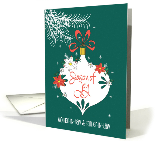 Hand Lettered Christmas Season of Joy Ornament for Parent-In-Laws card